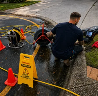 Repairing a burst drain pipe at a Camperdown home